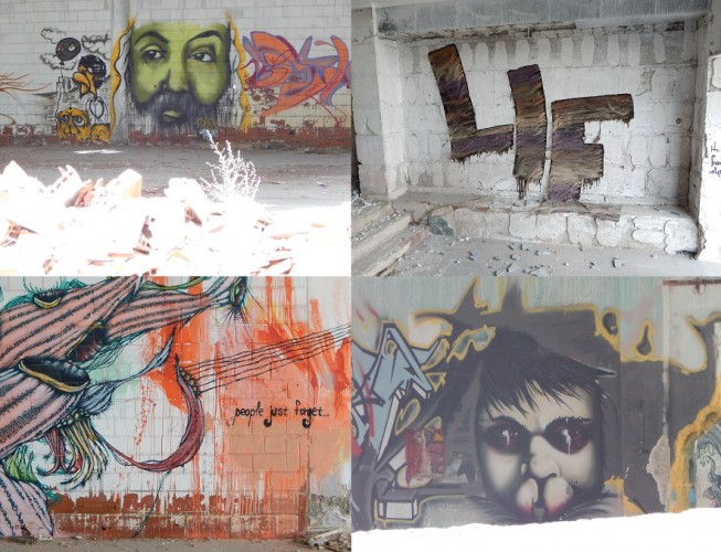 Γκραφιτάδες και λοιποί αρτίστες εφορμούν στα παρατημένα ντουβάρια παράγοντας τέχνη.