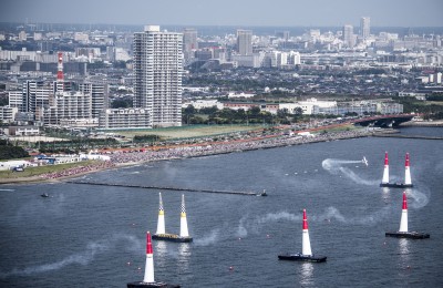 Matthias Dolderer of Germany performs during the finals of the third stage of the Red Bull Air Race World Championship in Chiba, Japan on June 5, 2016.