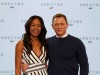Actors Naomie Harris (L) and Daniel Craig pose on stage during an event to mark the start of production for the new James Bond film "Spectre", at Pinewood Studios in Iver Heath, southern England December 4, 2014.    REUTERS/Stefan Wermuth (BRITAIN  - Tags: ENTERTAINMENT SOCIETY)